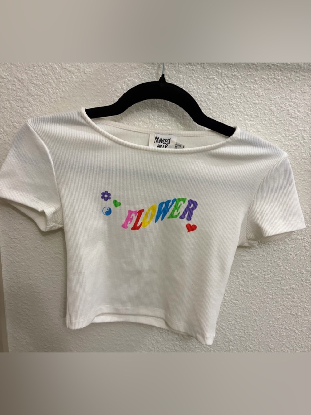 Princess Polly White Ribbed Graphic Baby Tee